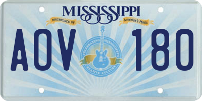 MS license plate AOV180