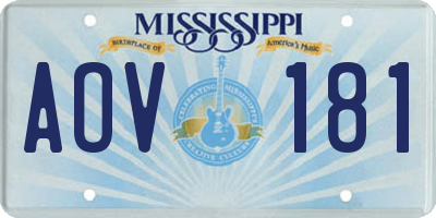 MS license plate AOV181