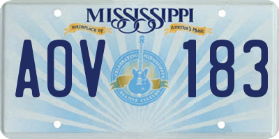 MS license plate AOV183