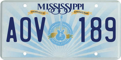 MS license plate AOV189