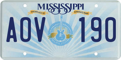 MS license plate AOV190