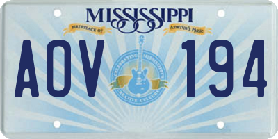 MS license plate AOV194