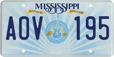 MS license plate AOV195