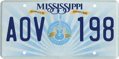MS license plate AOV198