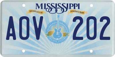 MS license plate AOV202