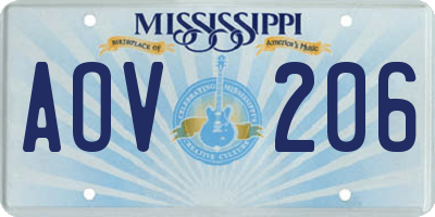 MS license plate AOV206