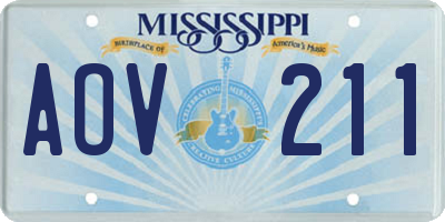 MS license plate AOV211