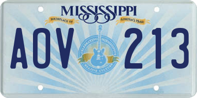 MS license plate AOV213
