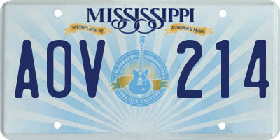 MS license plate AOV214