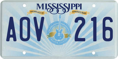 MS license plate AOV216