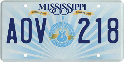 MS license plate AOV218