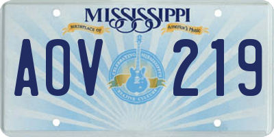 MS license plate AOV219