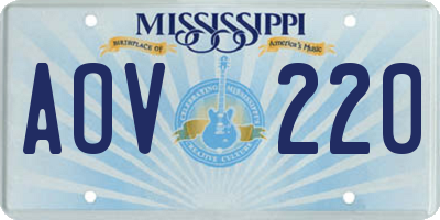MS license plate AOV220