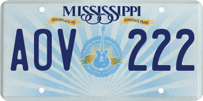MS license plate AOV222