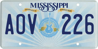 MS license plate AOV226
