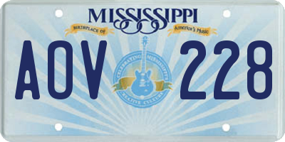 MS license plate AOV228