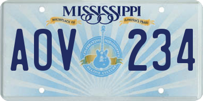MS license plate AOV234