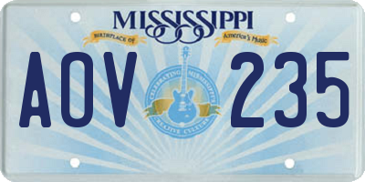 MS license plate AOV235