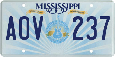 MS license plate AOV237