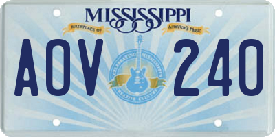 MS license plate AOV240