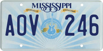 MS license plate AOV246