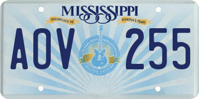 MS license plate AOV255