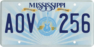 MS license plate AOV256