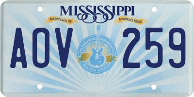 MS license plate AOV259