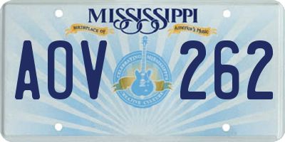 MS license plate AOV262