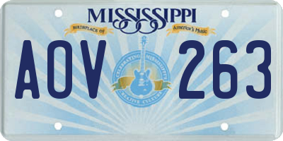 MS license plate AOV263