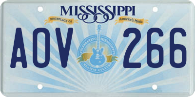 MS license plate AOV266