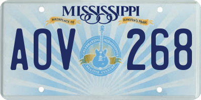 MS license plate AOV268
