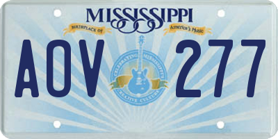 MS license plate AOV277