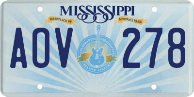 MS license plate AOV278