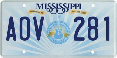 MS license plate AOV281