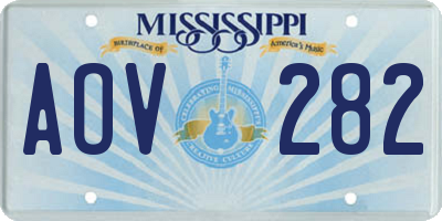 MS license plate AOV282