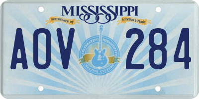 MS license plate AOV284