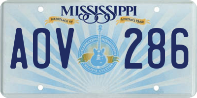 MS license plate AOV286