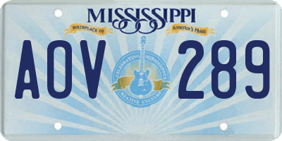 MS license plate AOV289
