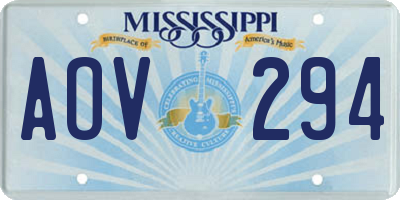 MS license plate AOV294