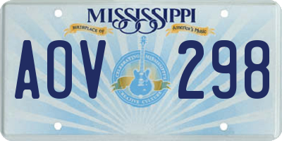 MS license plate AOV298