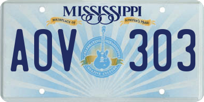MS license plate AOV303