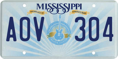 MS license plate AOV304