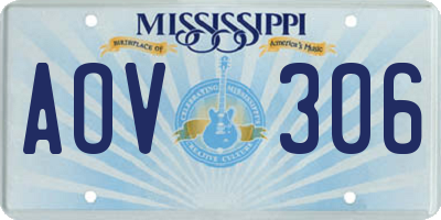 MS license plate AOV306