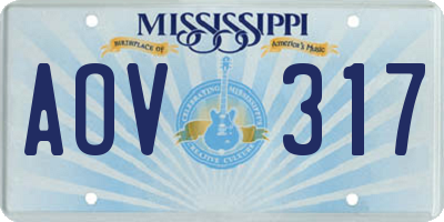 MS license plate AOV317