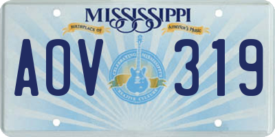 MS license plate AOV319