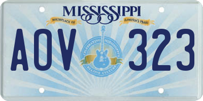 MS license plate AOV323