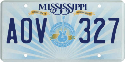 MS license plate AOV327