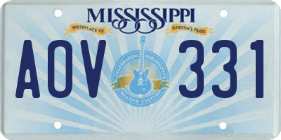 MS license plate AOV331