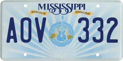 MS license plate AOV332